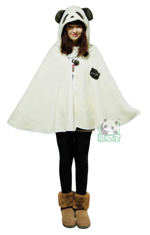 熊猫屋正品门店热销款 可爱熊猫披肩宅人<span class=H>毛绒</span><span class=H>斗篷</span>空调<span class=H>外套</span>春秋冬