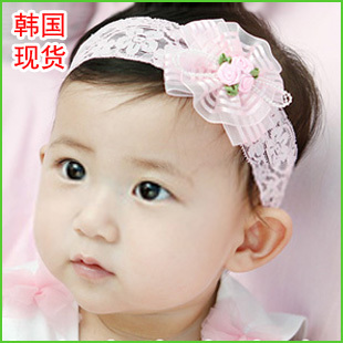  韩国进口正品 层层花发带/婴儿童发带发套/宝宝头套/发饰