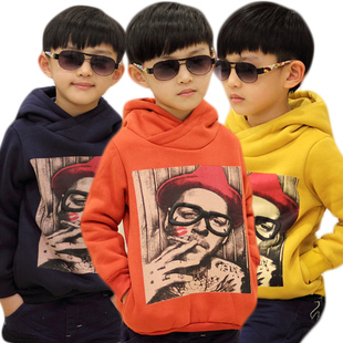  童装男童冬装 男童卫衣加厚加绒抓绒 新款韩版 儿童卫衣印花 潮品