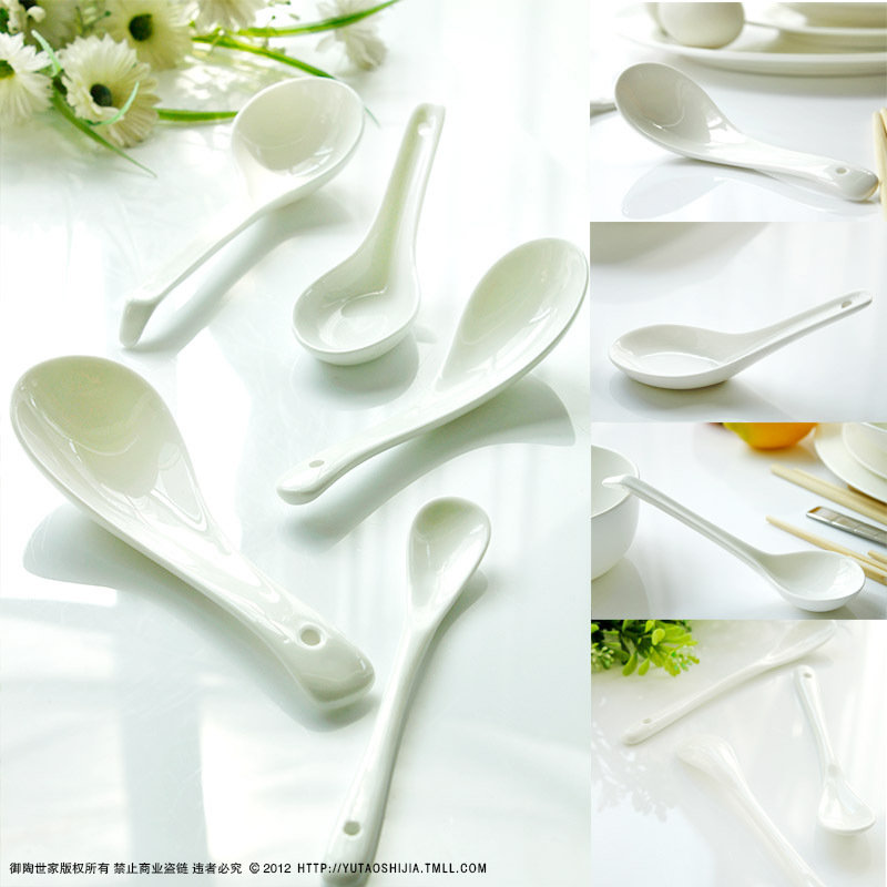 唐山纯白无铅骨瓷陶瓷韩式日式环保餐具小勺调羹咖啡勺平底勺
