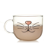 可微波加热牛奶杯创意送礼物可爱猫咪大玻璃杯带盖咖啡杯子水杯