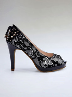 Dream Basha shoes 2012 new fashion rivet Han Fenglei combination with fish mouth shoes high 121,012,107
