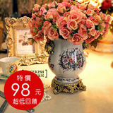 现货 特价!复古风裂纹陶瓷<span class=H>花瓶</span> 欧式家居装饰花器工艺品摆件摆设