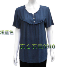 特卖 雪纺衫短袖衬衫真丝上衣中老年服饰短袖V领加肥大码女装
