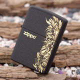 原装正品<span class=H>zippo</span>打火机 祝福系列 黑裂漆 富贵繁花
