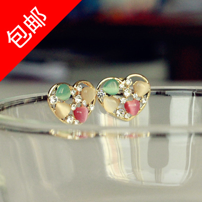 猫眼石爱心耳环...