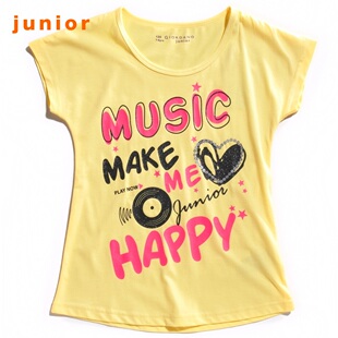 Giordano in summer 2012 new t-girl beads embroidered flash powder printing t shirt 03322018