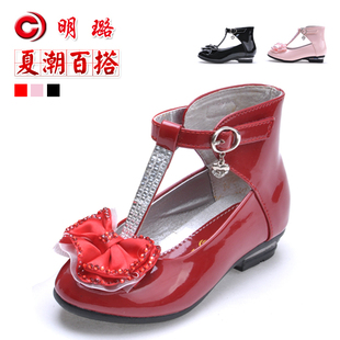  明璐女童皮鞋新款秋韩版小童鞋公主鞋儿童鞋真皮牛皮包跟单鞋