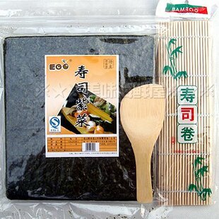  【馋吧美食】口感最好寿司海苔50枚装 送丸棒寿司帘和寿司勺