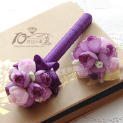 婚庆婚礼签到笔结婚嘉宾签名笔，紫色花球个性婚庆用品金色墨