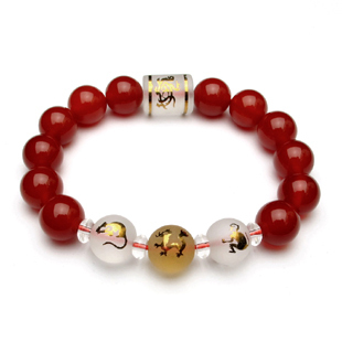  凡蝶开光年吉祥物水晶红玛瑙申子辰玄武三奇猴鼠龙四神兽手链