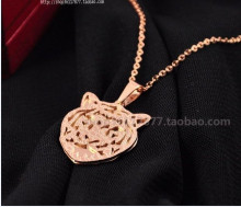 El nuevo patrón de Cartier 14K chapado en láser doble realidad Jinjin collar de Cartier collar mujeres cabeza de tigre