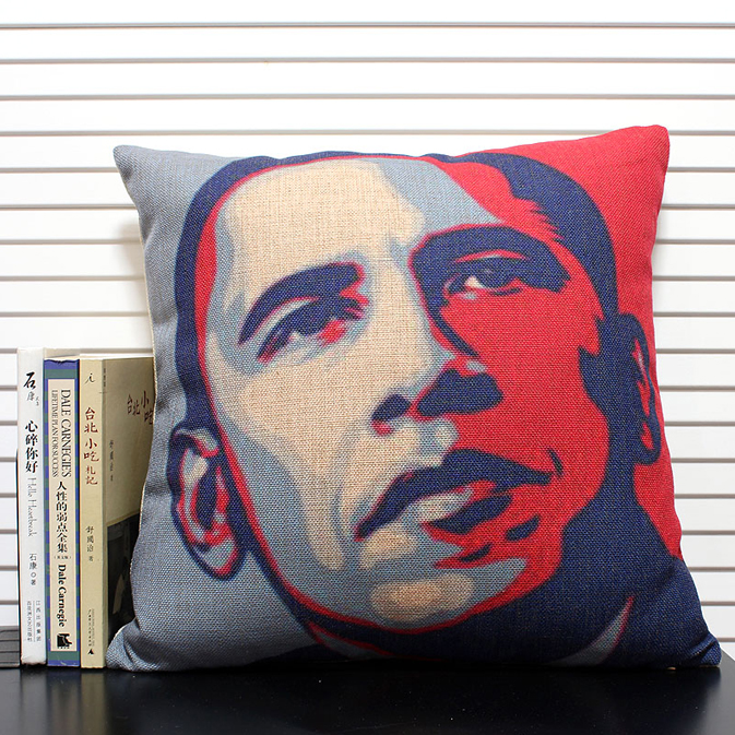 zakka Grocery store practical originality gift classic Retro Cotton and hemp Cushion cover U.S.A President Obama Pillowsin the Festive supplies/Gift , Gift ideas , Creative Pillow category - from Buy2taobao.com to provide professional Taobao agent buy service