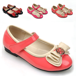  女童装童鞋专卖 儿童春秋季单鞋公主鞋PU皮鞋蝴蝶结百搭款04