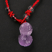 天然紫水晶貔貅吊坠天然紫水晶皮丘挂坠，紫水晶财运貔貅项链