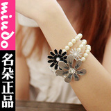 名朵饰品 优雅花朵多层手镯宽<span class=H>手链</span>女韩版时尚韩国配饰欧美风复古