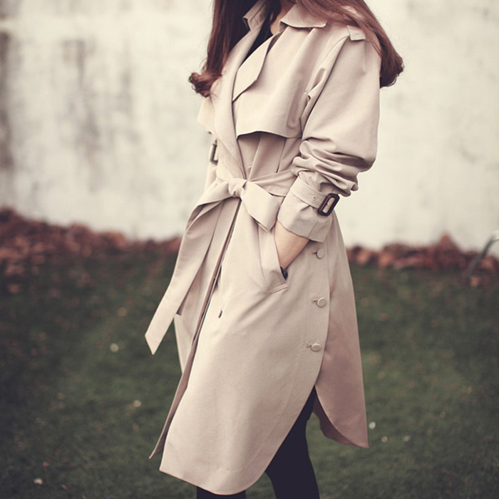 韩版中长款休闲大衣...