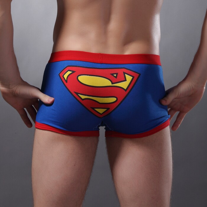 2条包邮 纯棉卡通<span class=H>内裤</span> <span class=H>男士</span>超人个性平角莱卡情侣<span class=H>内裤</span>四角裤头