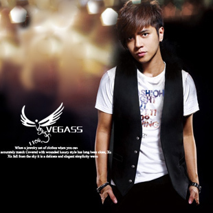  春秋新品时尚韩版修身罗志祥同款男式学院背心大码马甲