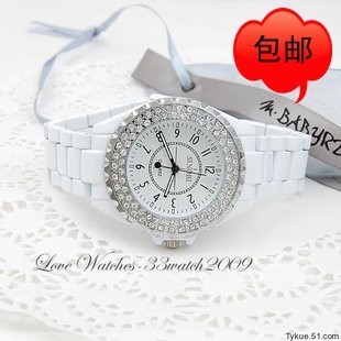  新款正品sinobi时诺比满钻手表 白色男女表手表女韩国时尚水钻表