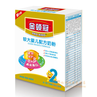  伊利奶粉金领冠2段较大婴儿配方奶粉400g克盒