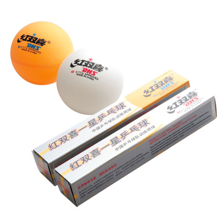 乒乓球 正品 红双喜DHS 40mm一星级乒乓训练球 6只装 白色/黄色