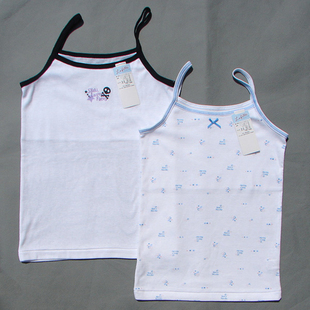  清仓女童吊带儿童背心童装体恤纯棉白色打底衫外贸大童上衣吊带衫