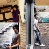 2012夏 韩版羽毛款 个性男士圆领 时尚短袖t恤 打底T恤 3色入