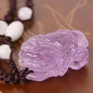 天然紫水晶貔貅吊坠紫水晶皮丘挂坠，紫晶貔貅项链项坠