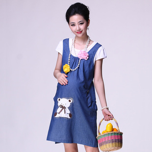 Oubuyanuo new summer clothes pregnancy clothes cartoon of pure loose soft maternity dresses short sleeves cotton dress pregnant women 254