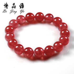  博晶雅饰品>天然水晶 极品名贵红纹石美妙爱情圆珠手链