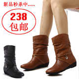 他她 2011新款 靴子真牛皮靴 冬款坡跟女靴短靴中跟靴女鞋 秒杀包