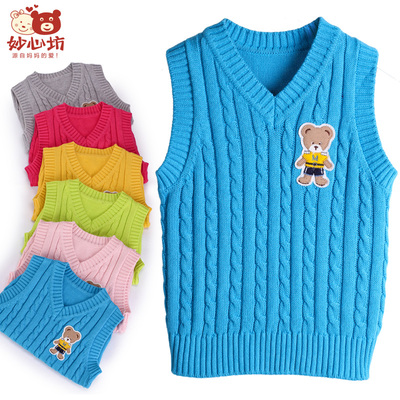 儿童<em>背心马甲</em>纯棉春款<em>宝宝毛线背心</em>妙心坊20