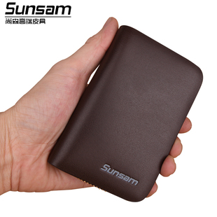  热卖sunsam尚森 超强功能商务进口牛皮男士汽车钥匙包 女士零钱包