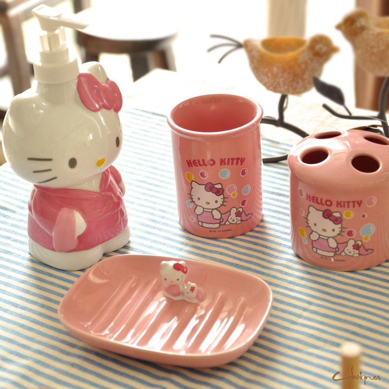 C'designer卡通hello kitty卫浴四件套.陶瓷浴室套装.卫浴用品