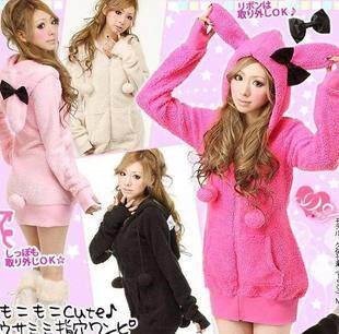 特VIVI杂志款秋冬新品2011女装日本可爱<span class=H>兔</span>子<span class=H>耳朵</span>软绵绵 卫衣 <span class=H>外套</span>