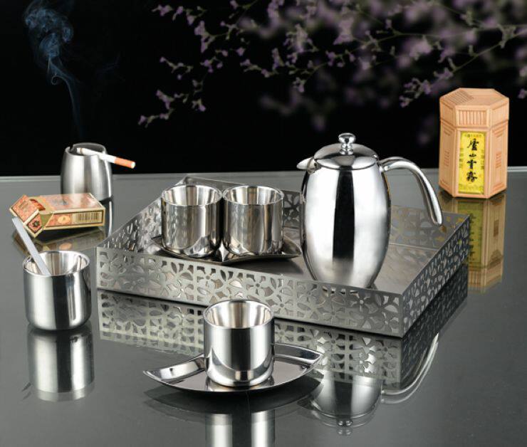 不锈钢咖啡套装 咖啡壶 茶杯 托盘 茶具套装 家居 餐厅酒店用品