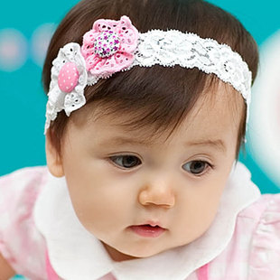  韩版儿童发带 蕾丝花边纽扣包布 宝宝头带 幼儿发饰 B23