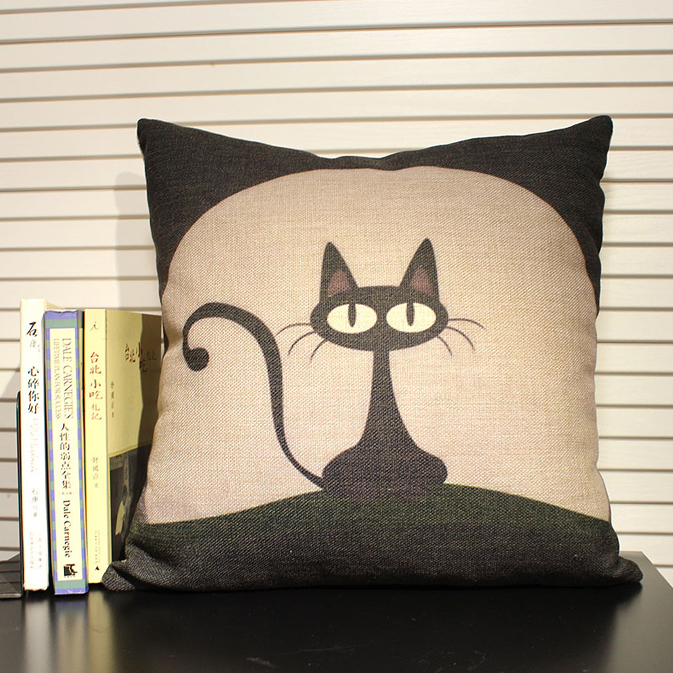 zakka Grocery store practical originality gift Original lovely Meng things Retro Cotton and hemp Cushion Cartoon Black Cat Pillowsin the Festive supplies/Gift , Gift ideas , Creative Pillow category - from Buy2taobao.com to provide professional Taobao agent buy service