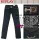 意大利制Replay新款贴皮滑扣修身小直筒牛仔裤