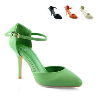  印象风新款绿色香香公主尖头凉鞋超高跟脚腕搭扣夜店女单