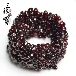  三缘证宝 精美石榴石碎石手链 海蓝宝 白水晶 萤石黑曜石手排多款
