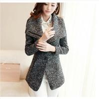 包邮2014春装韩版修身显瘦立领羊毛呢大衣加