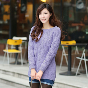 淘宝网新春韩版新款女装<em>圆领长袖毛衣</em>复古8字