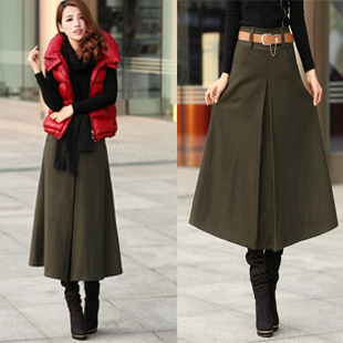  原创新款加厚羊毛呢 秋冬半身长裙 A字裙子 冬裙 半身裙 大摆