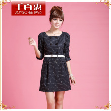 【品牌特卖】千百惠2012新款 七分袖连衣裙秋季 泡泡袖圆点女装 【品牌特卖】千百惠2012新款 七分袖连衣裙秋季 泡泡袖圆点女装