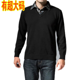  衬衫领 胖人显瘦男装男式时尚休闲男士线衣 超大号毛衣特大码线衫