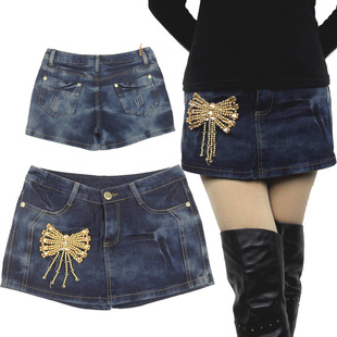 新款特价 12春夏女生全棉牛仔<em>裙裤 短裤</em>裙 磨白