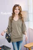 促销2010秋装新款韩版女装热卖新品甜美修身长款V领灯笼袖针织衫