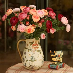  鱼西美屋 法国唯美玫瑰+花瓶仿真花套装装饰花整体花艺【5.2折】